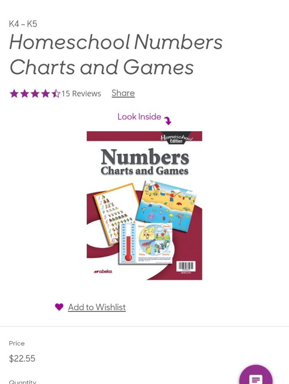 Abeka K5 Charts And Games - Picture 8 of 9